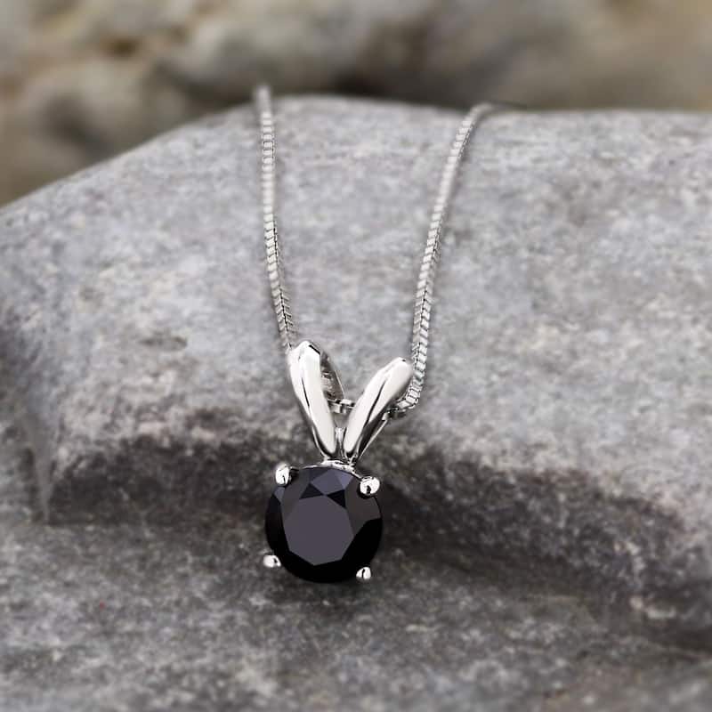 Auriya 1/2ctw Solitaire Black Diamond Necklace 14k Gold