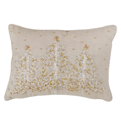 Embroidered Christmas Tree Throw Pillow