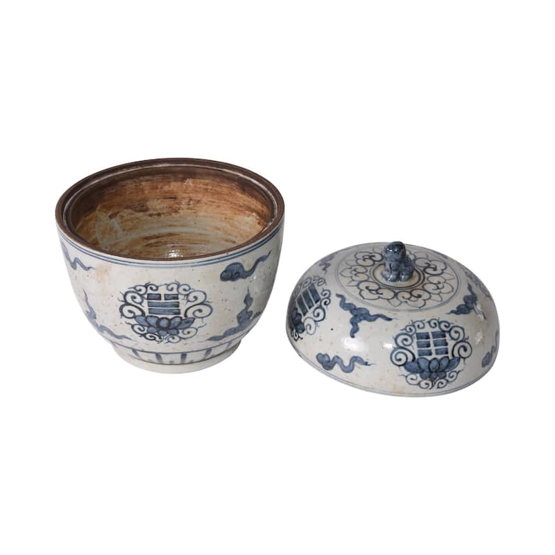 Blue And White Tai Chi Lidded Jar - 10x10x11