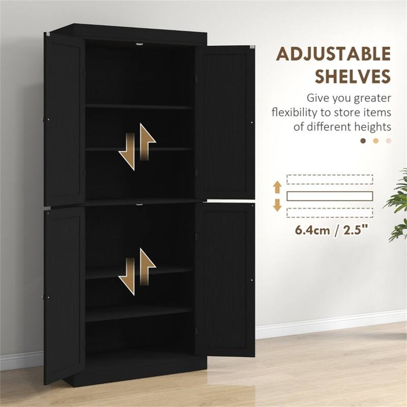 6 Tier Storage Cabinet with Adjustable Shelves Shaker Style Doors Anti Tipping Durable MDF for Kitchen and Home