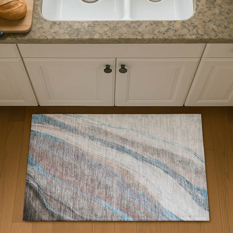 Premium Washable Super Soft Modern Motion Mayfield Rug - Brown - 1'8" x 2'6"