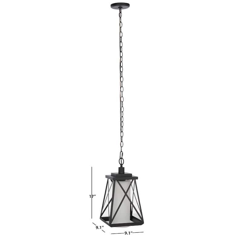 SAFAVIEH Lighting Vien 9" Modern & Contemporary Outdoor Pendant - 9" W x 9" D x 17" H - Black - 9Wx9Dx17H