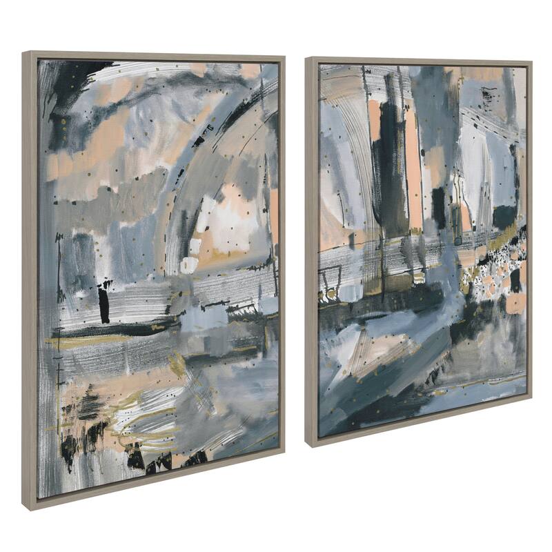 Kate and Laurel Sylvie Harbor Nights Framed Canvas by Leah Nadeau