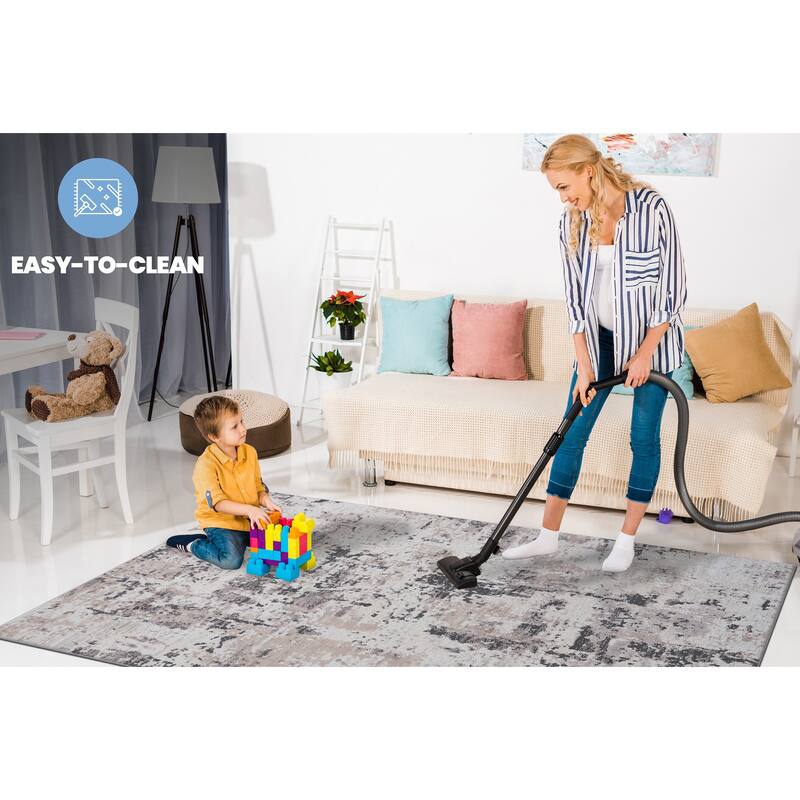 PAYAS Collection Cream / Brown / Abstract Doormat Non-Shedding Rug