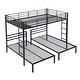 preview thumbnail 7 of 7, Black Full over Twin & Twin Size Metal Bunk Bed with Staircase Access