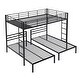 preview thumbnail 7 of 24, Full Over Twin & Twin Bunk Bed with Guardrail, MDF Shelf, Space-Saving Design, Black