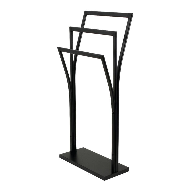 Edenscape Freestanding Y-Style Towel Rack in Brushed Nickel - Matte Black