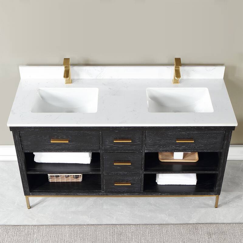 Altair Kesia Bathroom Vanity with White Composite Stone Top without Mirror