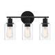 3 Light Vanity Light Bathroom Light Fixtures Wall Sconces - Matte Black