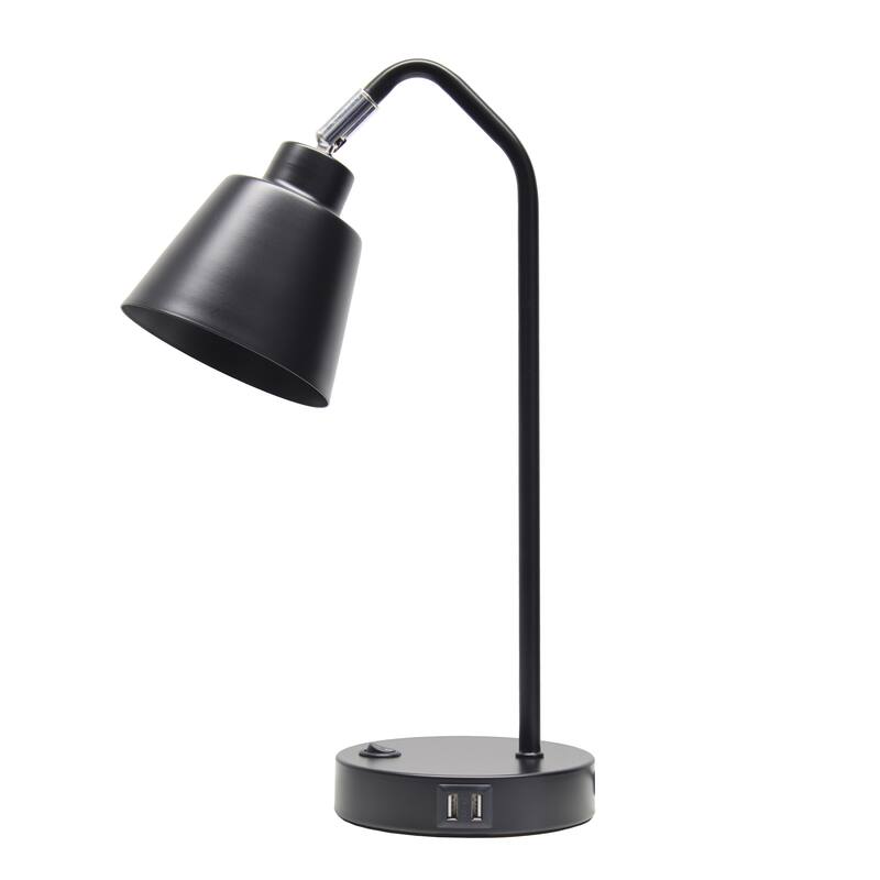 Modern Adjustable Metal Desk Lamp with USB Charging Port in Multiple Colors - 7.8" (L) x 5.6" (W) x 16" (H)