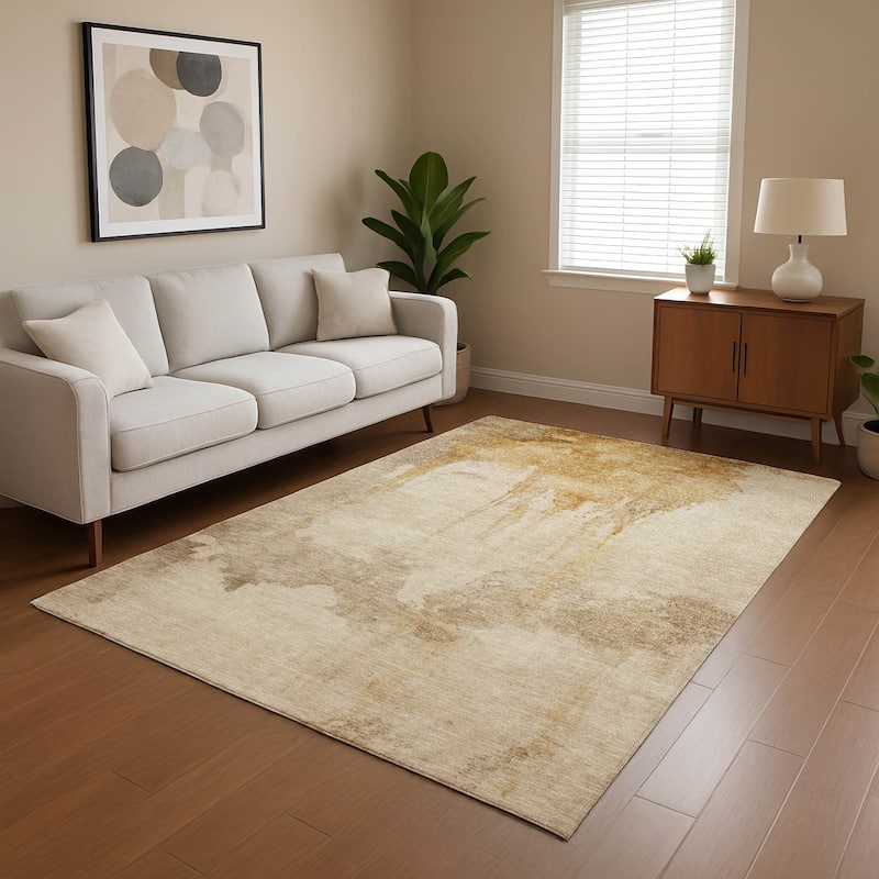 Premium Washable Super Soft Abstract Mayfield Rug - Gold - 5' x 7'6"
