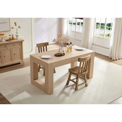 Farmhouse Kitchen Dining Table for 4-6 People, Rectangular Dining Table, Kitchen with Sturdy Wood Legs Farmhouse Full MDF Trim