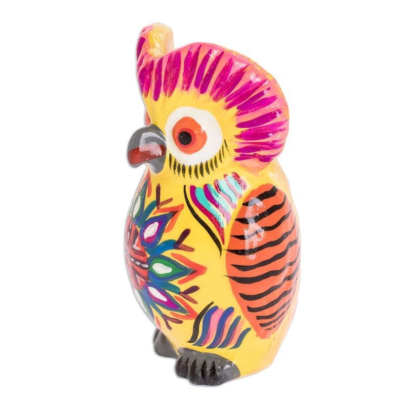 Novica Handmade Sunrise Owl Ceramic Sculpture