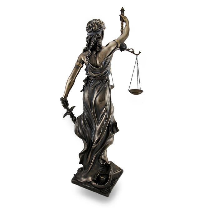 Bronzed Goddess Of Justice Themis Sculptured Statue - 29 X 11 X 10.5 inches