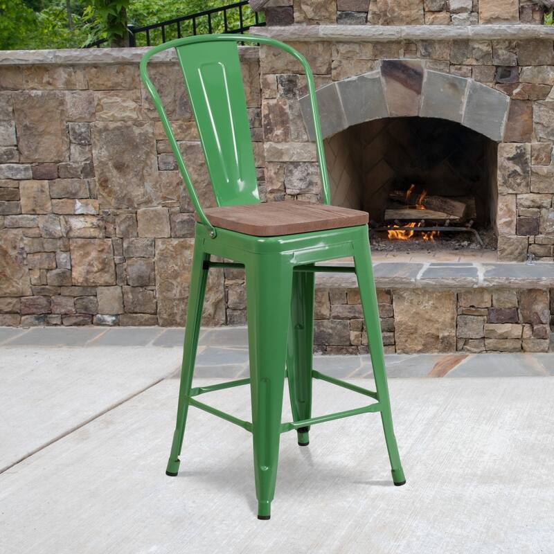 All-Weather Commercial Counter Stool with Removable Back & Poly Resin Seat