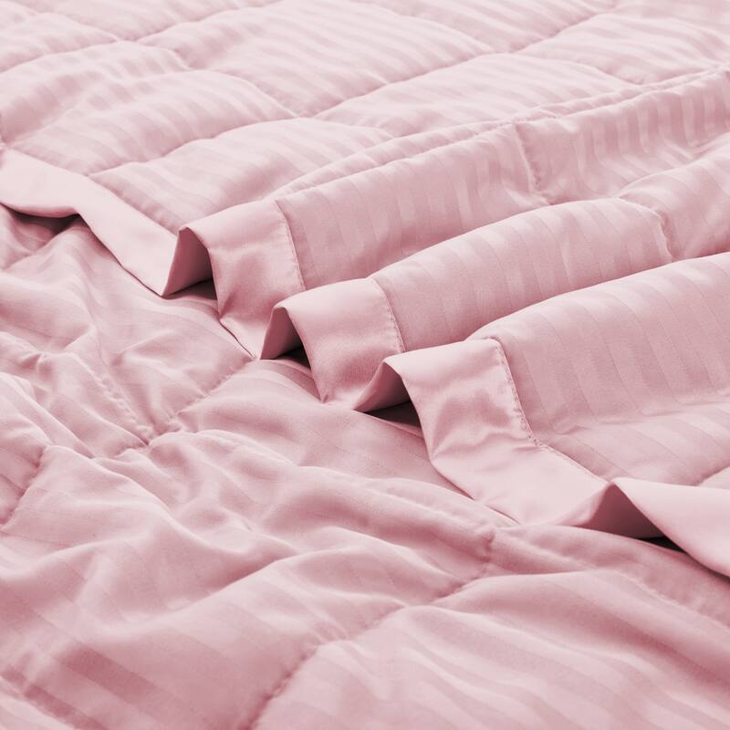 Hotel Quality Luxury Lightweight Jacquard Soft Bed Blanket with Satin Trim, Cozy and Warm