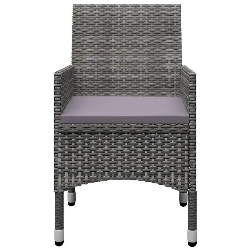 vidaXL Dining Set Grey Solid acacia wood, Powder-coated steel, PE rattan - 35.4 x 78.7 x 29.1