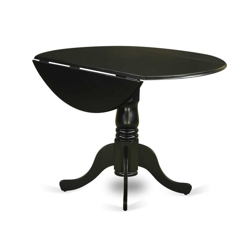 3-Piece Black Finish Solid Wood Top-Round Dining Room Set -Seats 4