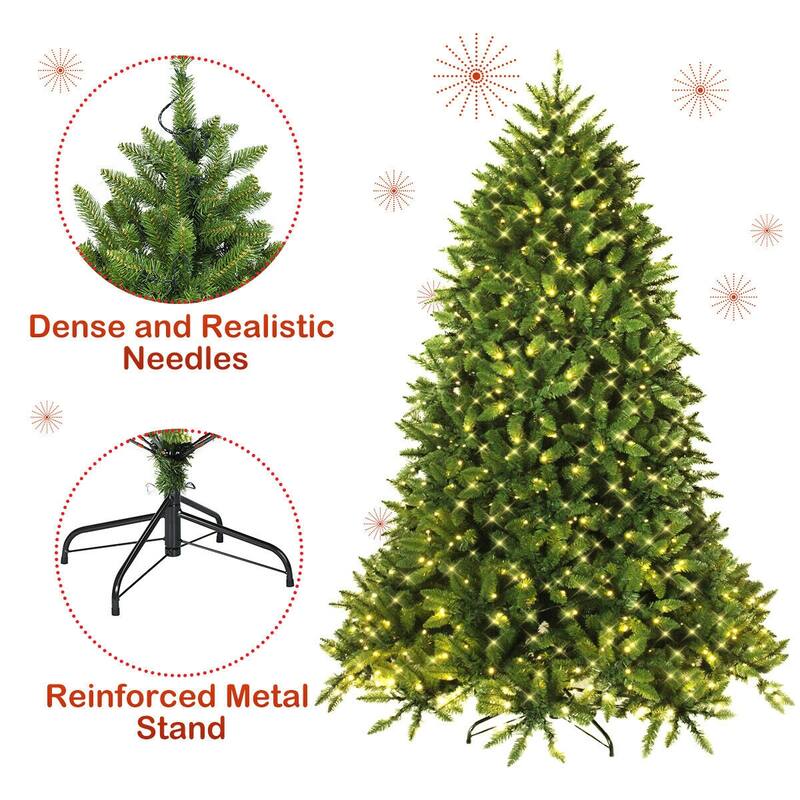5 Feet Artificial Fir Christmas Tree with LED Lights and 600 Branch Tips