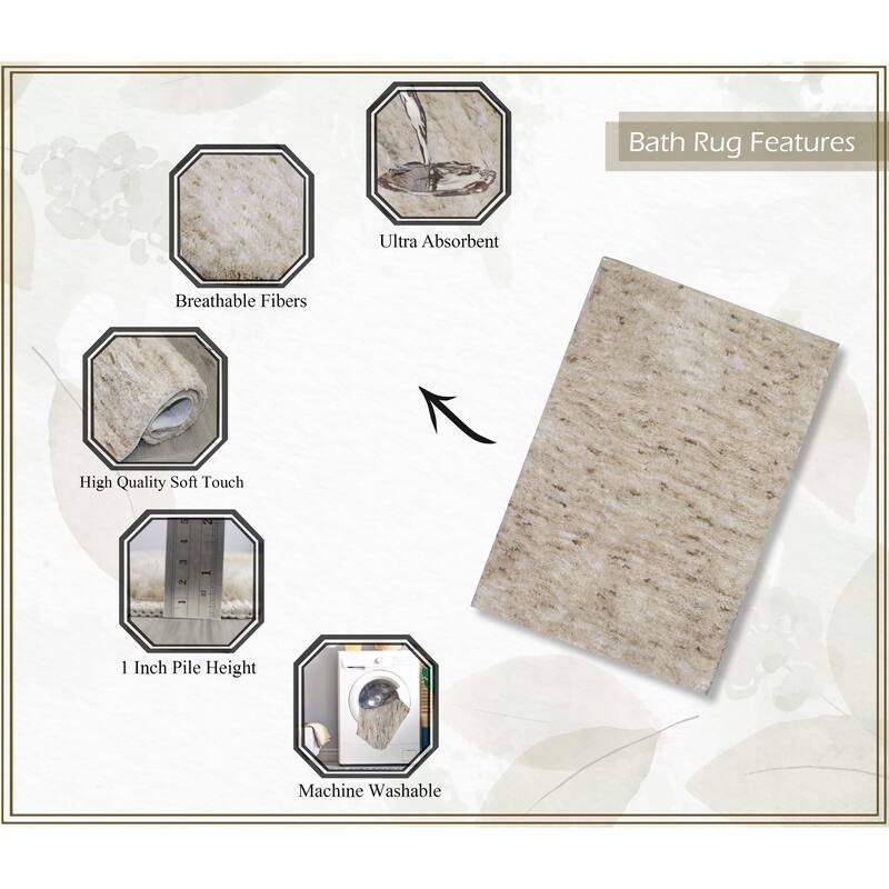 Home Weavers Cloud Comfort 100% Microfiber Bathroom Rug Non Slip Bath & Water Absorbent Soft Bath Mat 4 PC Set with Runner