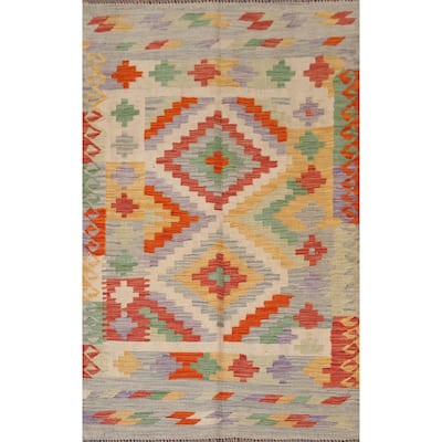 Southwestern Kilim Area Rug Hand-Woven Wool Oriental Carpet - 3'3"x 5'0"