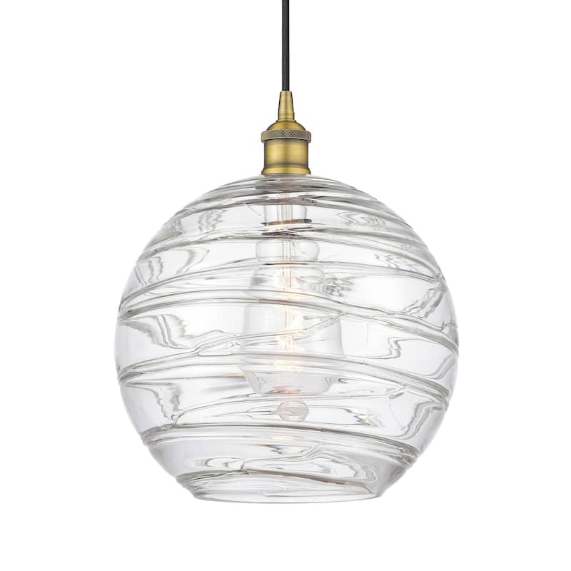 Innovations Lighting 616-1P-15-12 Athens Pendant Athens 12" Wide - Brushed Brass / Clear Deco Swirl