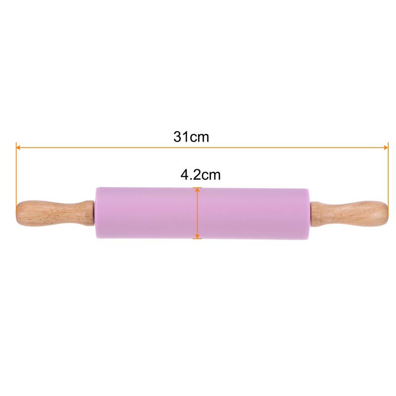 Kitchen Silicone Rolling Pins for Baking Non-stick - Purple - 31cm x 4.2cm