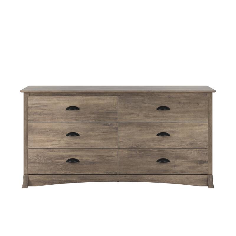 Prepac Salt Spring 6 Drawer Double Dresser for Bedroom, Wide Chest of Drawers, Traditional Bedroom Furniture