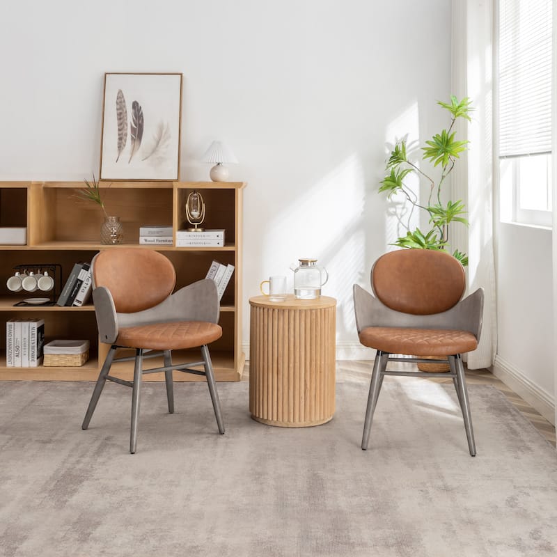 Art Leon Mid-century Modern Faux Leather and Wood Accent Dining Chair
