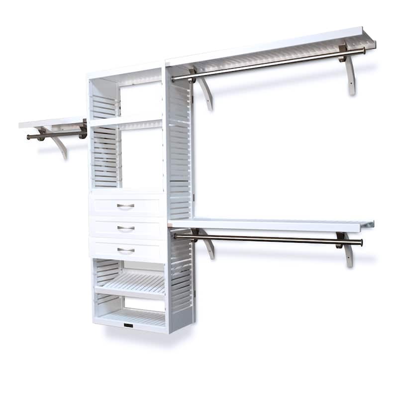 John Louis Home Solid Wood Walk-In Closet System with 3-Drawers White