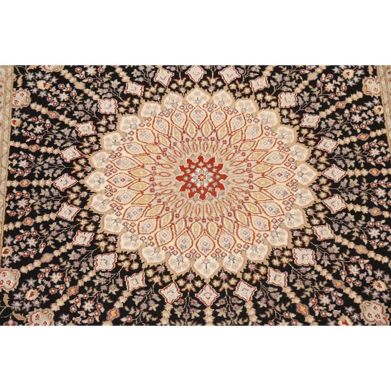 Wool/ Silk Vegetable Dye Geometric Nain Oriental Area Rug Hand-knotted - 6'0" x 9'7"