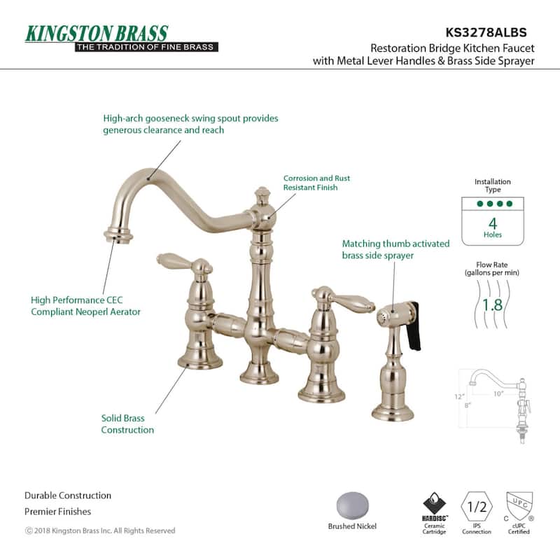 Kingston Brass Restoration Kitchen Faucet with Side Sprayer