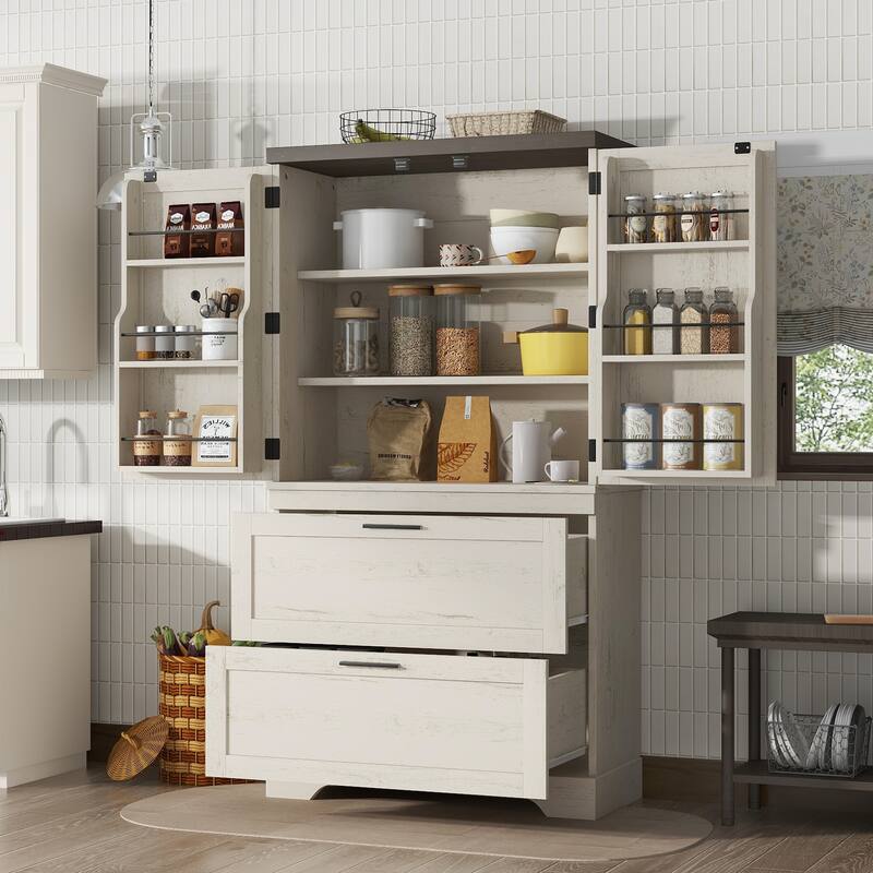 Modern Farmhouse Style Wooden Cabinet with Sturdy Frame