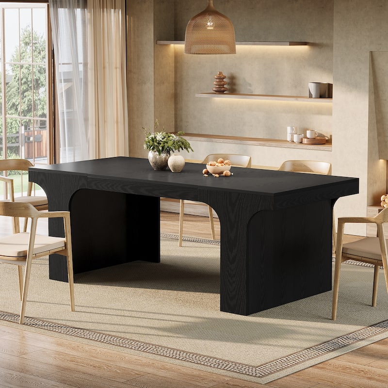 Wooden Rectangular Dining Table for 6-8 People with Sled Base