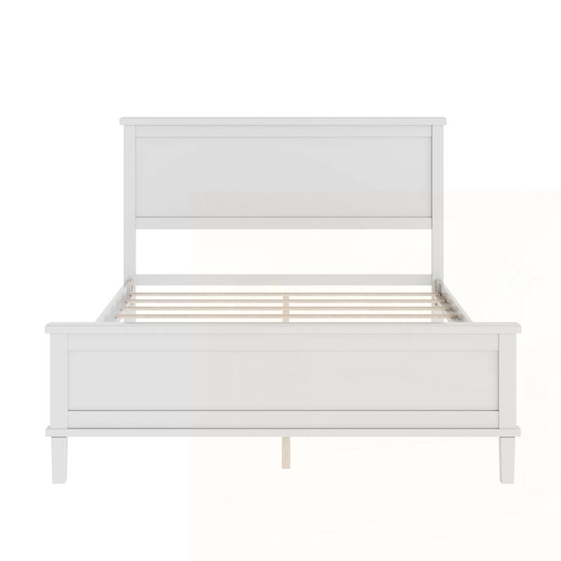 Wood Platform Bed with Headboard and Wood Slat Support