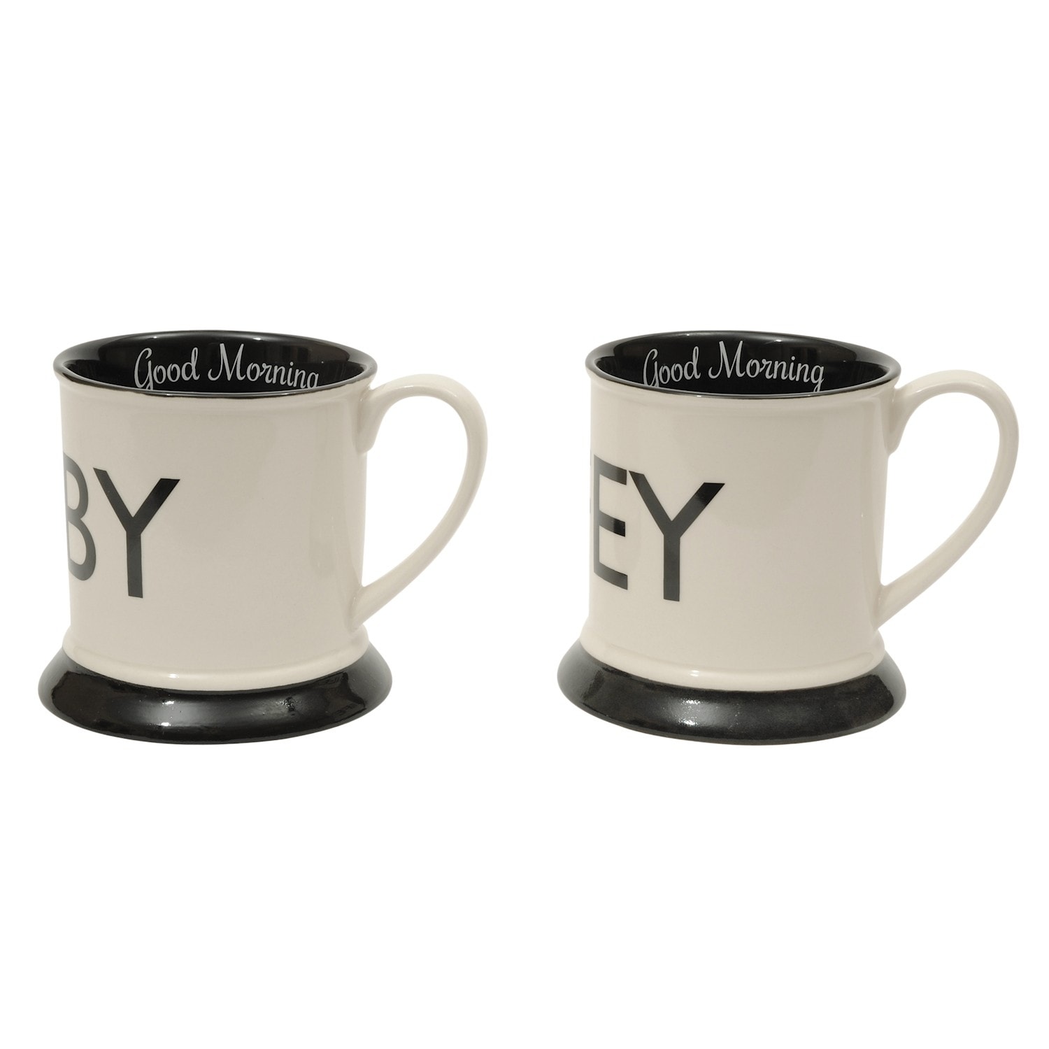 Creative Co-op Hubby & Wifey Coffee Mug Set - 2 His & Hers Stoneware Mugs,  12 oz - White - Bed Bath & Beyond - 30920563