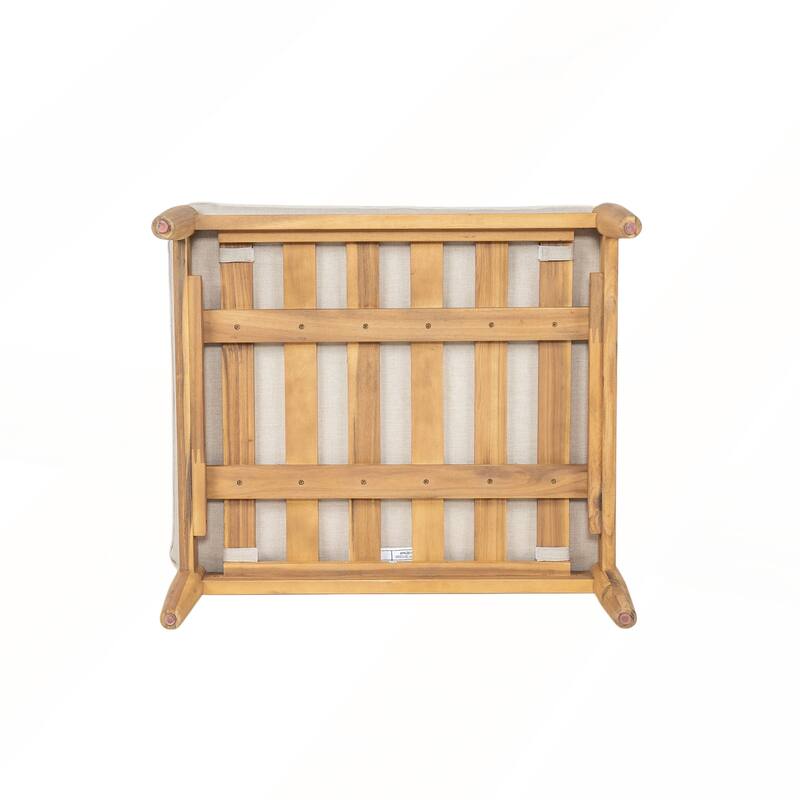 Outdoor Acacia Wood Lounge Set with Chair and Ottoman