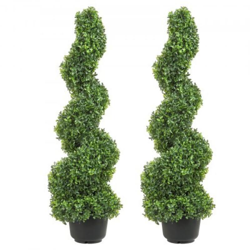 2 Pieces Artificial Boxwood Topiary Tower Plant Ideal for Indoor or Outdoor Decoration