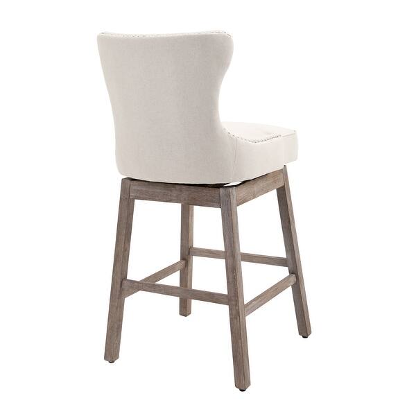 Shop Homcom Vintage Pub Bar Stool 2pcs Set 180 Swivel Chair With Footrest Rubber Wood Linen Overstock 31686686