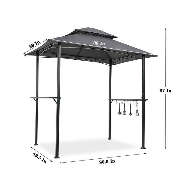 Gray Modern 8 x 5 ft BBQ Grill Gazebo, AllSeason Outdoor Shelter Tent