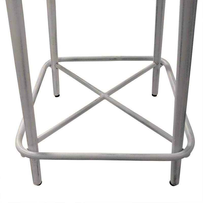 Driftwood Seat Counter Stools - 24" - Whitewash Finish - Set of 2