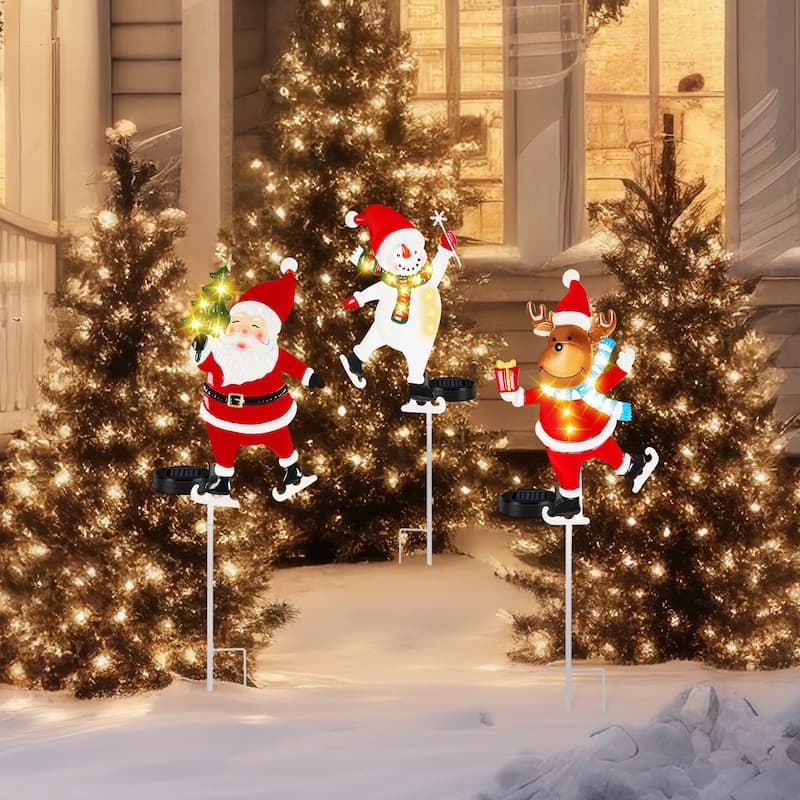 3 Pack Christmas Yard Stakes Yard Signs - 3PCS-WithLight