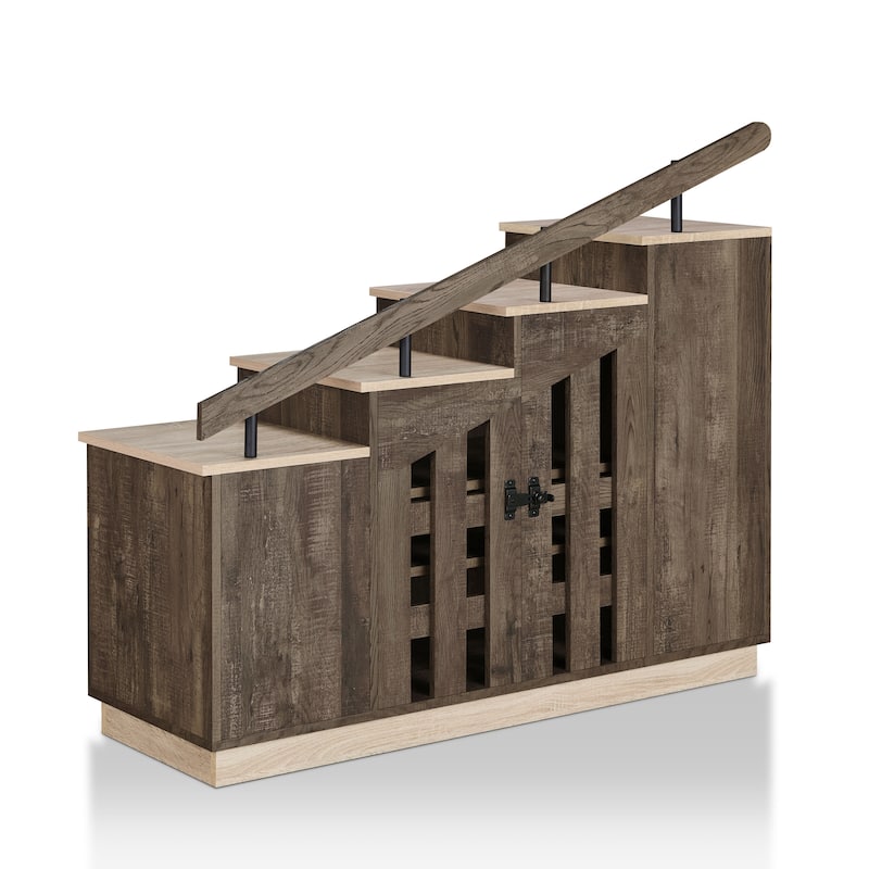 Garner Rustic 9-shelf Storage Shoe Cabinet by Furniture of America - Reclaimed Oak