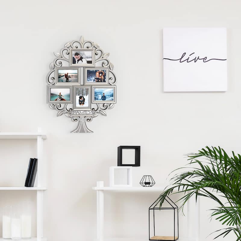 HELLO LAURA Mid-Century Modern Sliver Selfie Gallery Collage Wall Hanging Photo Frame