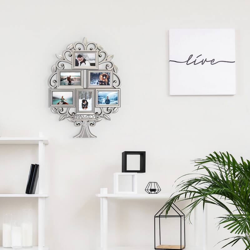HELLO LAURA Mid-Century Modern Sliver Selfie Gallery Collage Wall Hanging Photo Frame