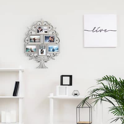 HELLO LAURA Mid-Century Modern Sliver Selfie Gallery Collage Wall Hanging Photo Frame