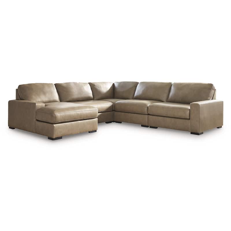 Signature Design by Ashley Veronella Brown 5-Piece Sectional with Chaise - 122" W x 130" D x 39" H