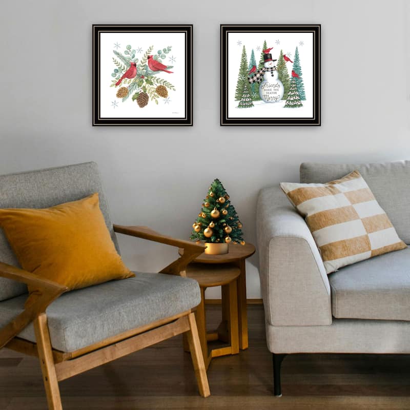 2-Piece Framed Wall Art Set - Friends Make the Season Merry, Black Frame