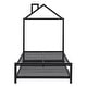 preview thumbnail 3 of 16, Black Twin Size Metal Platform Bed with Trundle and House-Shaped Headboard