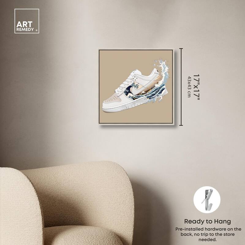 Great Wave Sneaker Splash Canvas by Art Remedy